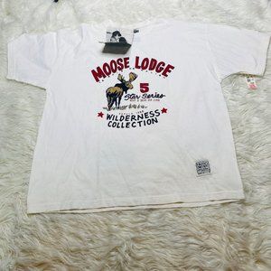 Vintage 80's Nine O Two Six Five Moose Lodge Graphic Print Men's XL White NWT